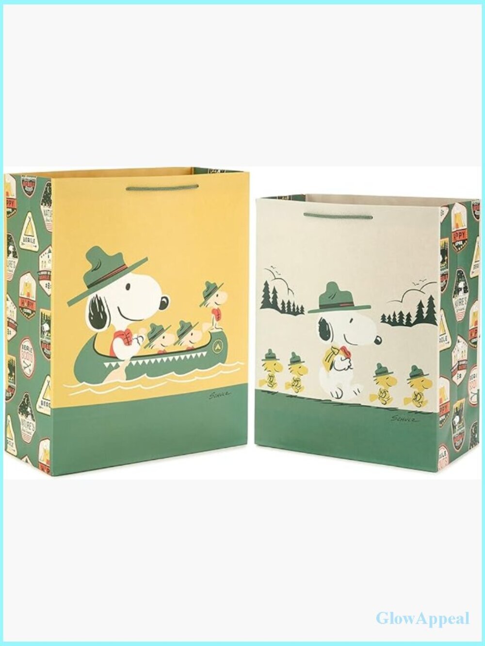 Peanuts Gift Bag Bundle 2 Sizes Large 13" XL 15" Snoopy Woodstock